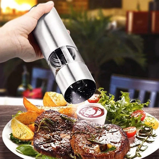 Stainless Steel Electric Pepper Grinder Spices Sea Salt Kitchen