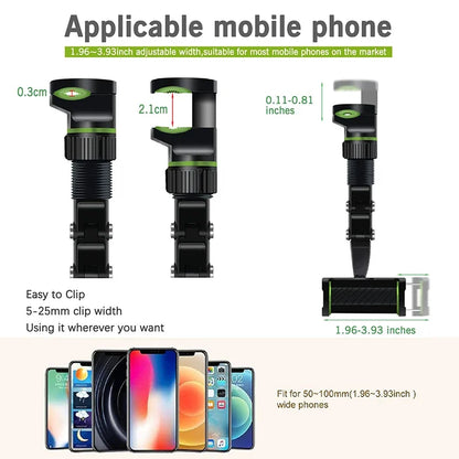 360° Rotatable Extendable Car Phone Holder - Rearview Mirror