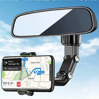 360° Rotatable Extendable Car Phone Holder - Rearview Mirror